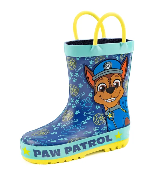 Vanilla Underground Paw Patrol Kids Chase Graphic Wellington Boots with Handles Blue - 6 Intants Image 1