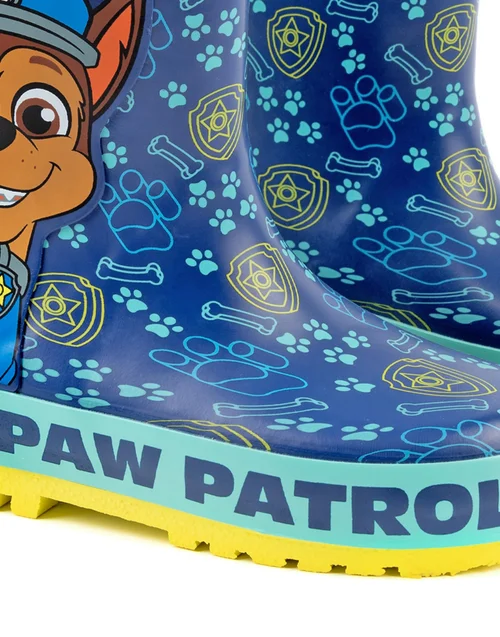 Vanilla Underground Paw Patrol Kids Chase Graphic Wellington Boots with Handles Blue - 6 Intants Image 4