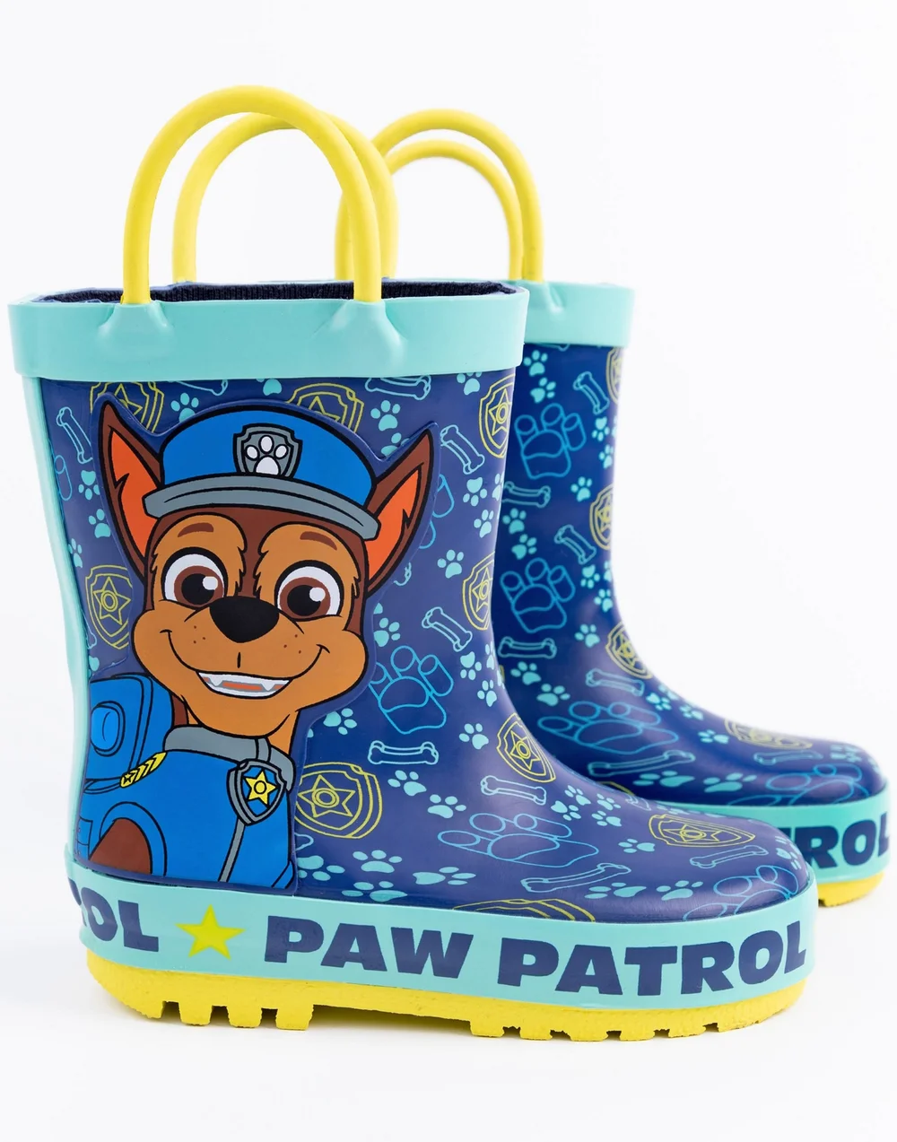 Vanilla Underground Paw Patrol Kids Chase Graphic Wellington Boots with Handles Blue - 6 Intants Image 2