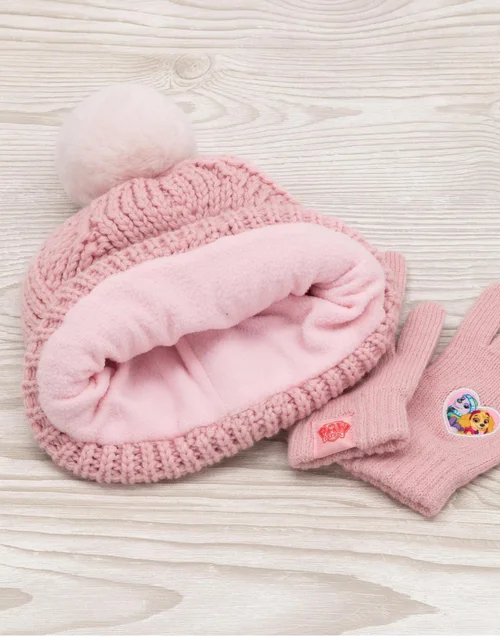 Vanilla Underground Paw Patrol Kids Beanie and Scarf Pink Set - One Size Image 3