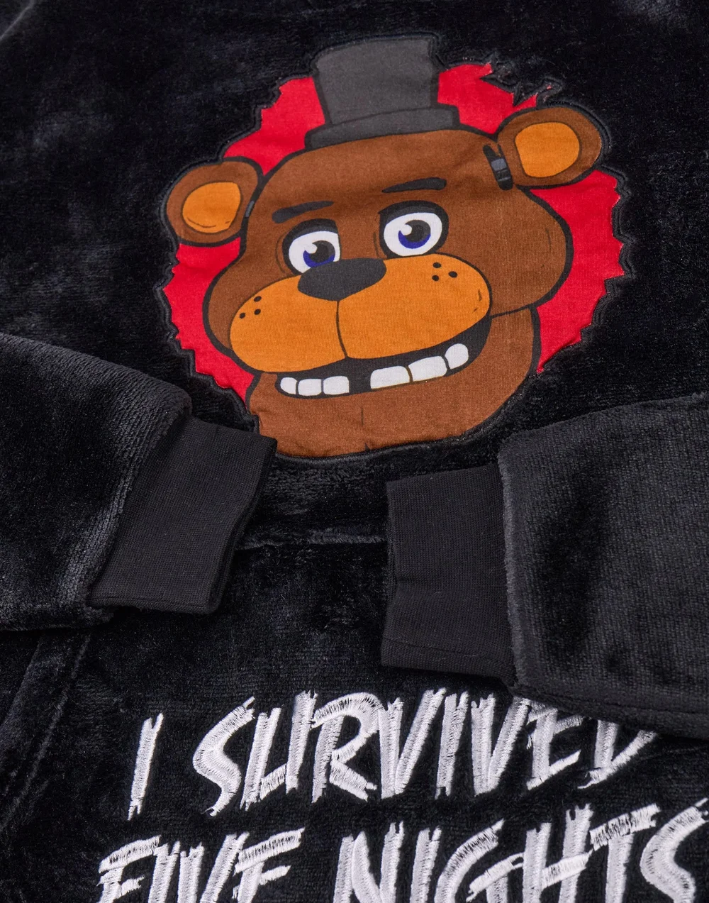Vanilla Underground Five Nights At Freddy's Kids Character Blanket Black Hoodie - One Size Image 5