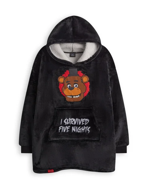 Vanilla Underground Five Nights At Freddy's Kids Character Blanket Black Hoodie - One Size Image 1
