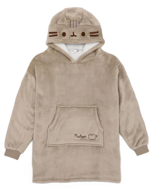 Vanilla Underground Pusheen Kids Character Face Brown Blanket Hoodie - One Size Image 5