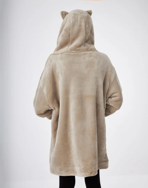 Vanilla Underground Pusheen Kids Character Face Brown Blanket Hoodie - One Size Image 2