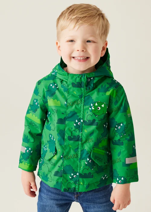 Regatta Dark Green Kids' Animal Rainy Day Waterproof Insulated Jacket (6-72 months) - 12-18 months Image 1
