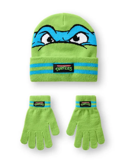 Teenage Mutant Ninja Turtles Boys Green Beanie & Gloves Set (One Size) - One Size Image 1
