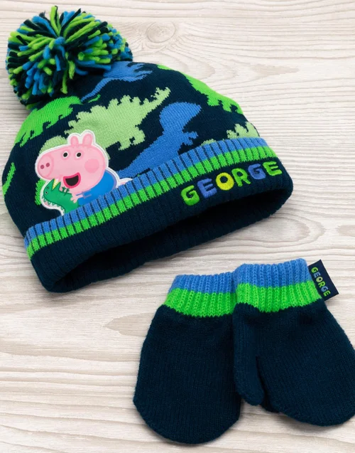 Peppa Pig Boys Blue Beanie & Gloves Set - One Size Image 2