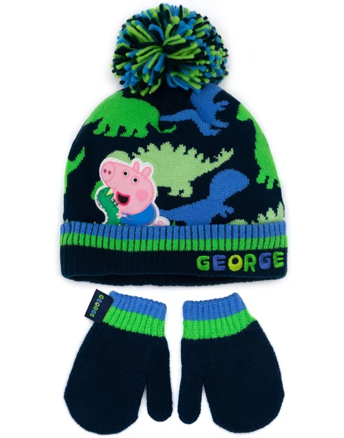 Peppa Pig Boys Blue Beanie & Gloves Set - One Size Image 1