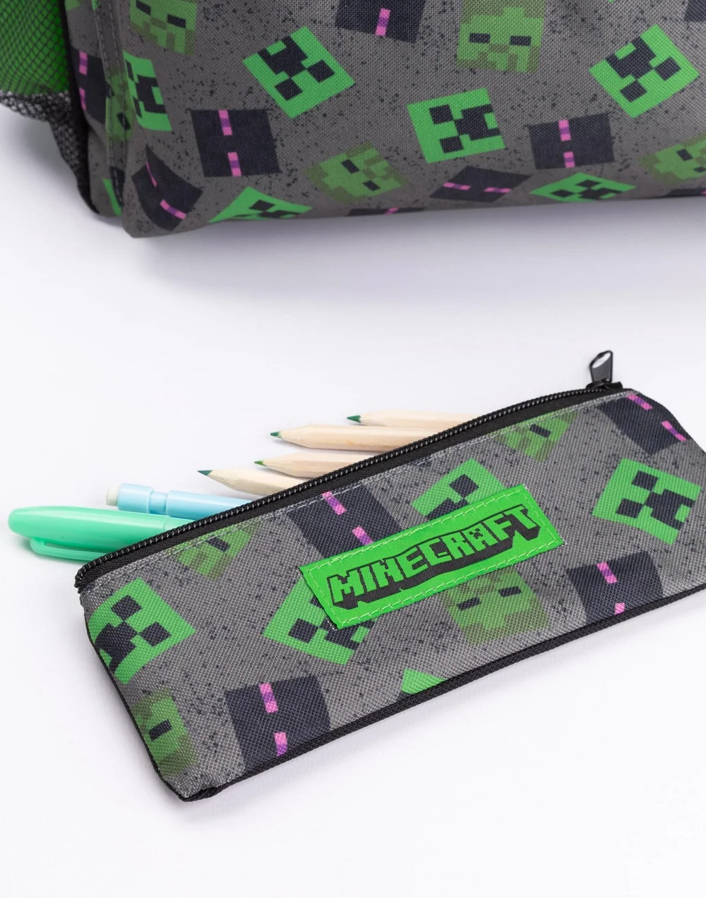 Minecraft Boys Grey Creeper Backpack Set 4 Piece - One Size Image 5