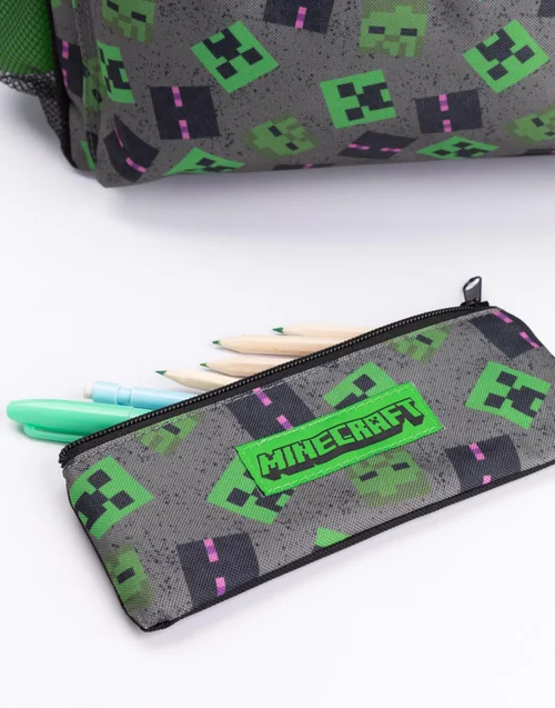 Minecraft Boys Grey Creeper Backpack Set 4 Piece - One Size Image 5