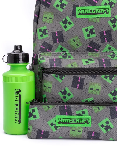 Minecraft Boys Grey Creeper Backpack Set 4 Piece - One Size Image 3