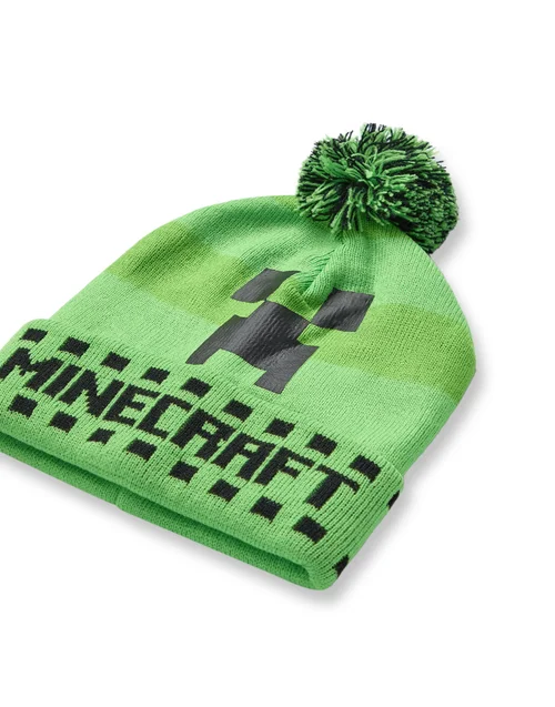 Minecraft Boys Green Creeper Face Beanie, Gloves & Scarf Set - One Size Image 5