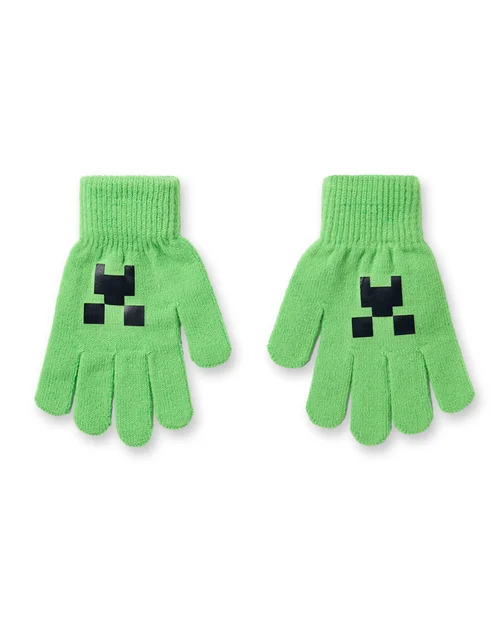 Minecraft Boys Green Creeper Face Beanie, Gloves & Scarf Set - One Size Image 2