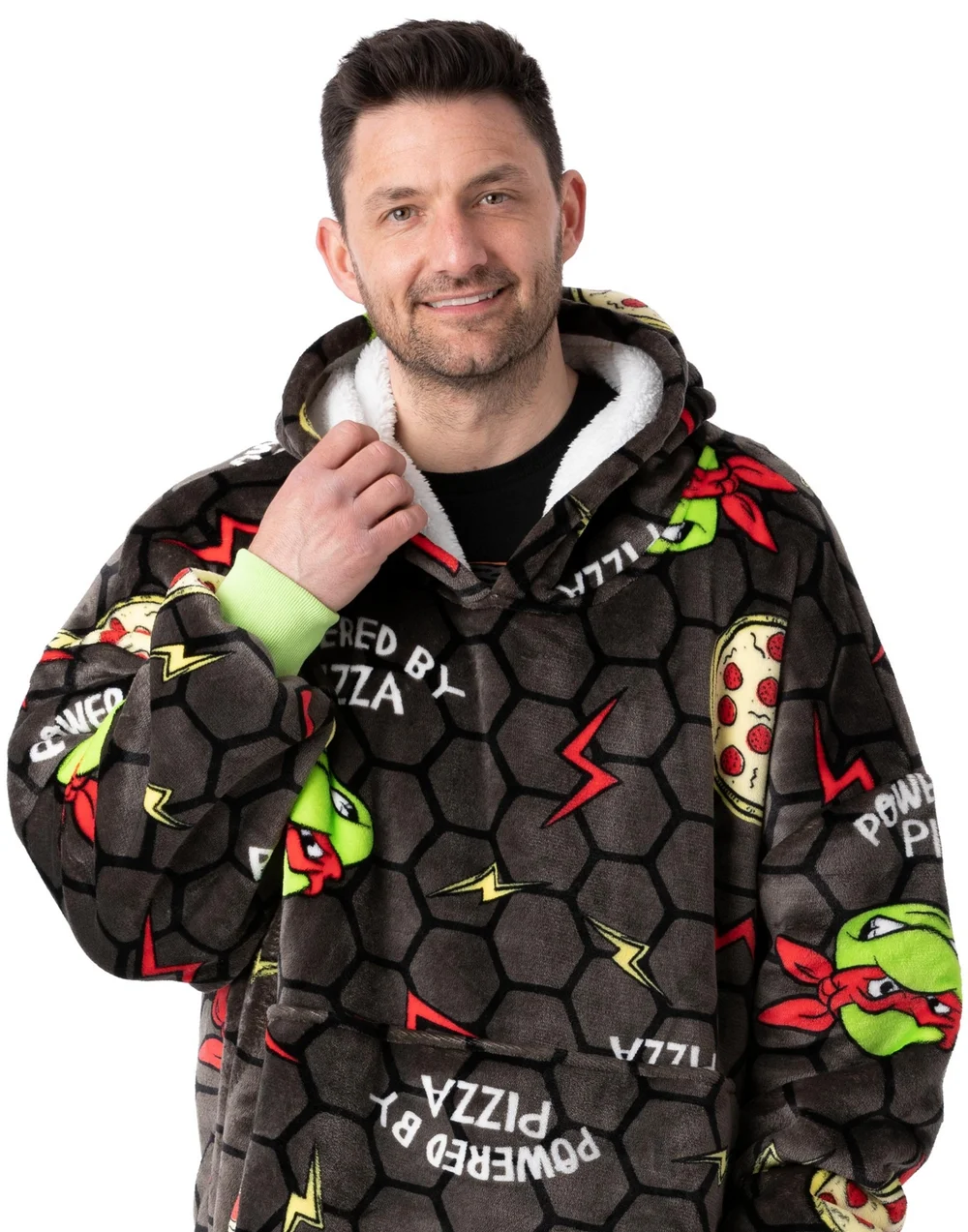 Teenage Mutant Ninja Turtles Grey Pizza Blanket Hoodie - One Size Image 3