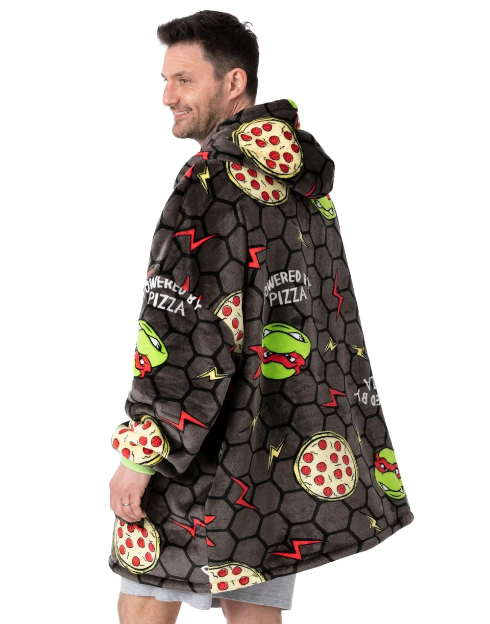 Teenage Mutant Ninja Turtles Grey Pizza Blanket Hoodie - One Size Image 2