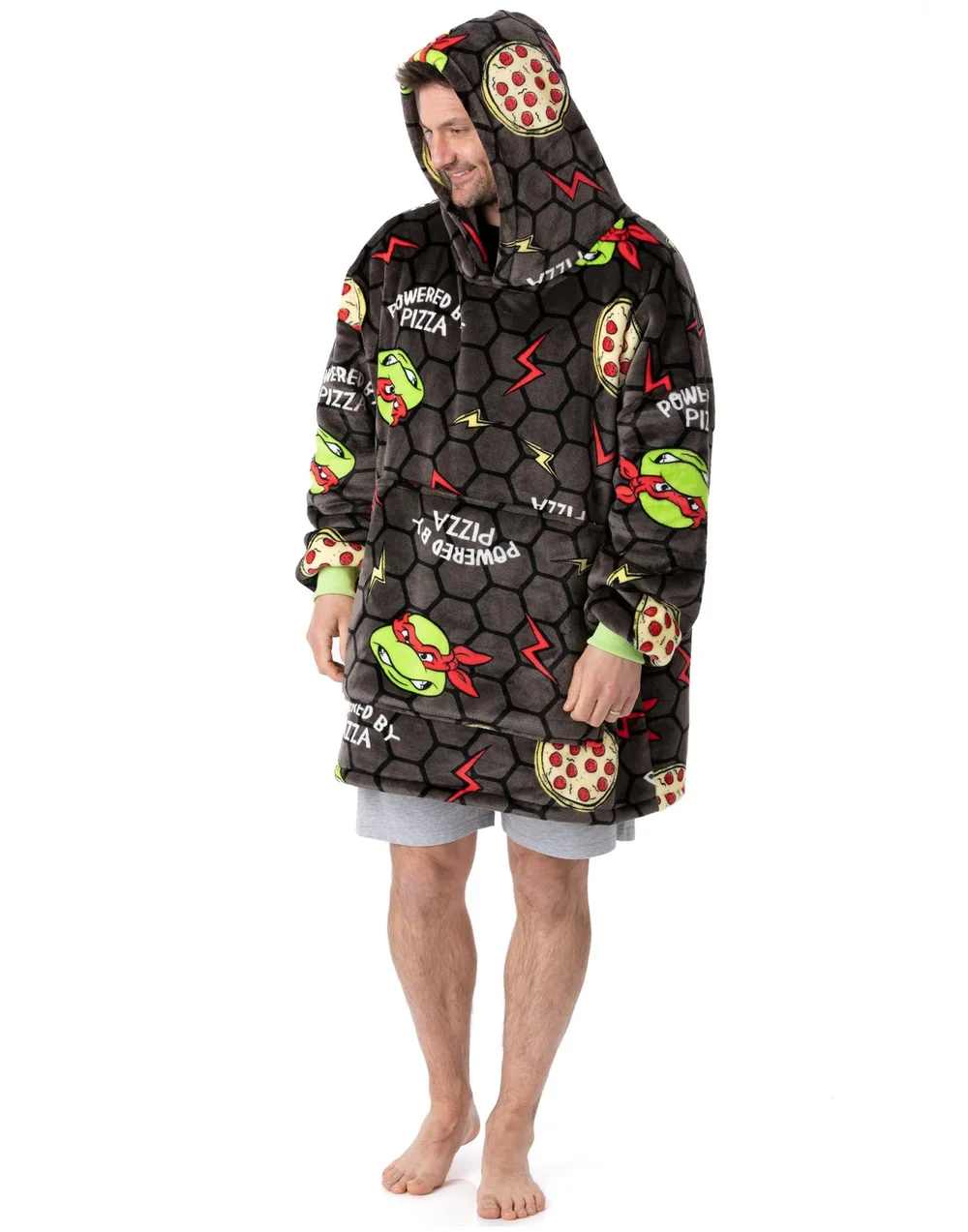 Teenage Mutant Ninja Turtles Grey Pizza Blanket Hoodie - One Size Image 4