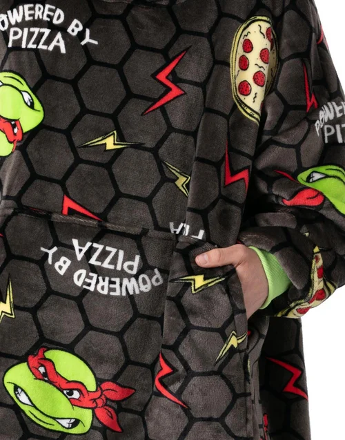 Teenage Mutant Ninja Turtles Grey Pizza Blanket Hoodie - One Size Image 5