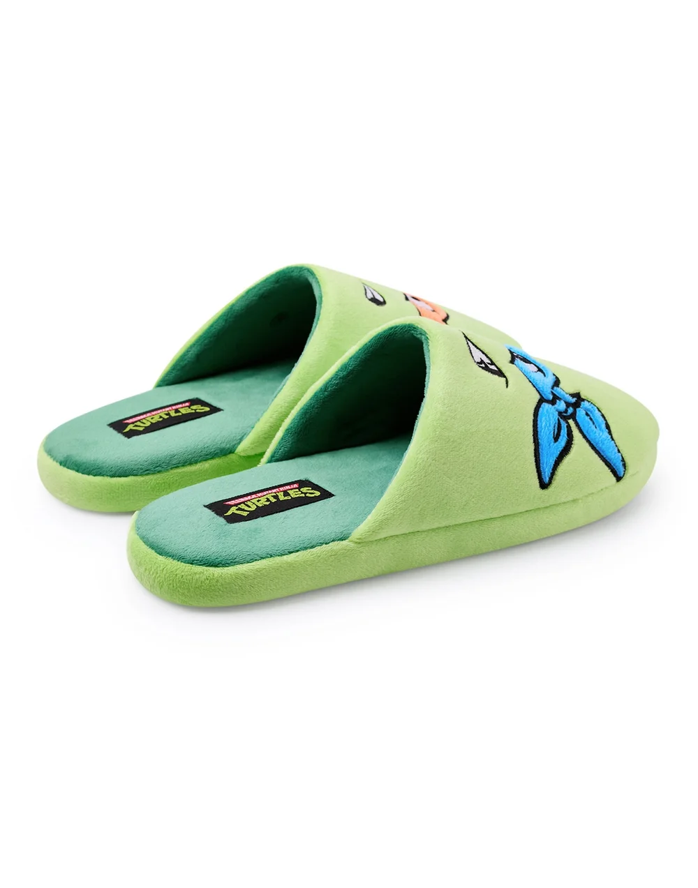 Teenage Mutant Ninja Turtles Green Character Face Mule Slippers - 11-12 Image 2