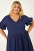 Roman Navy Curve Cotton V-Neck Frill Dress - 20 Image 4