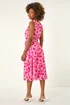 Roman Pink Floral Print Chiffon Cowl Neck Dress - 12 Image 3