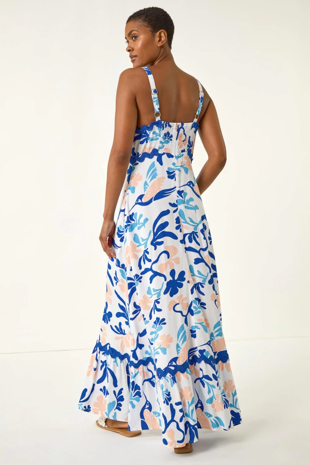 Roman Blue Abstract Ric Rac Maxi Dress - 10 Image 4