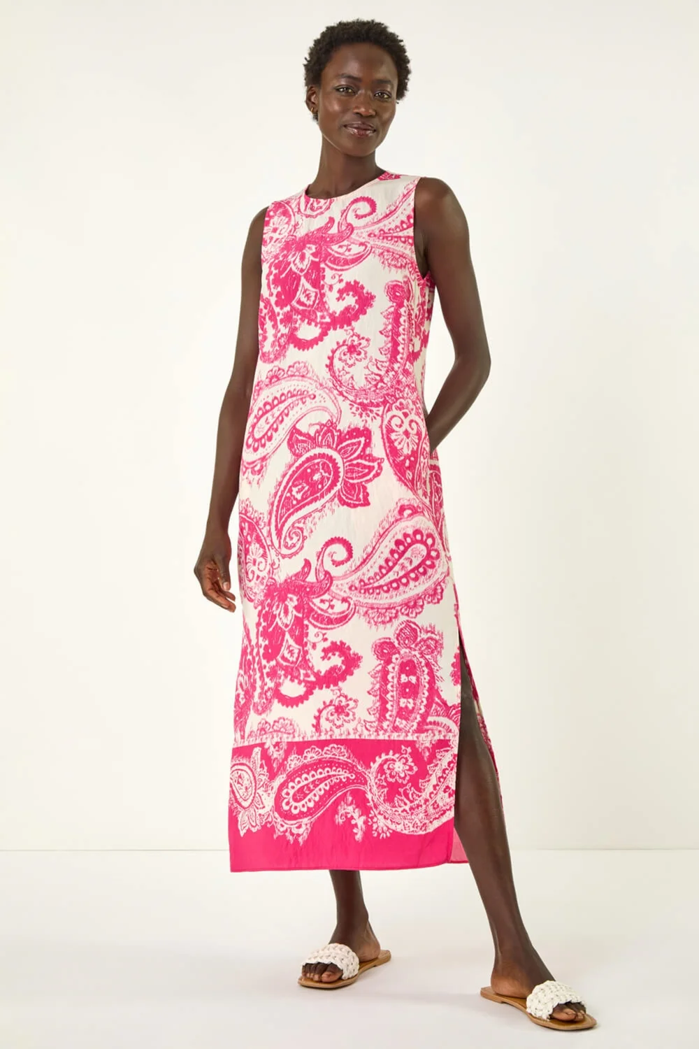 Roman Pink Paisley Print A-Line Midi Dress - 14 Image 2