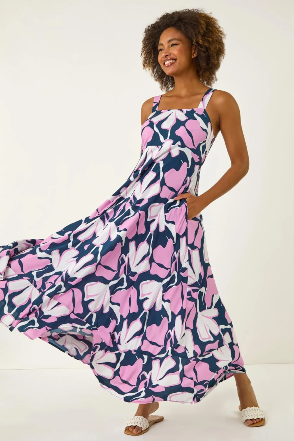 Roman Navy Floral Strappy Maxi Dress - 18 Image 2