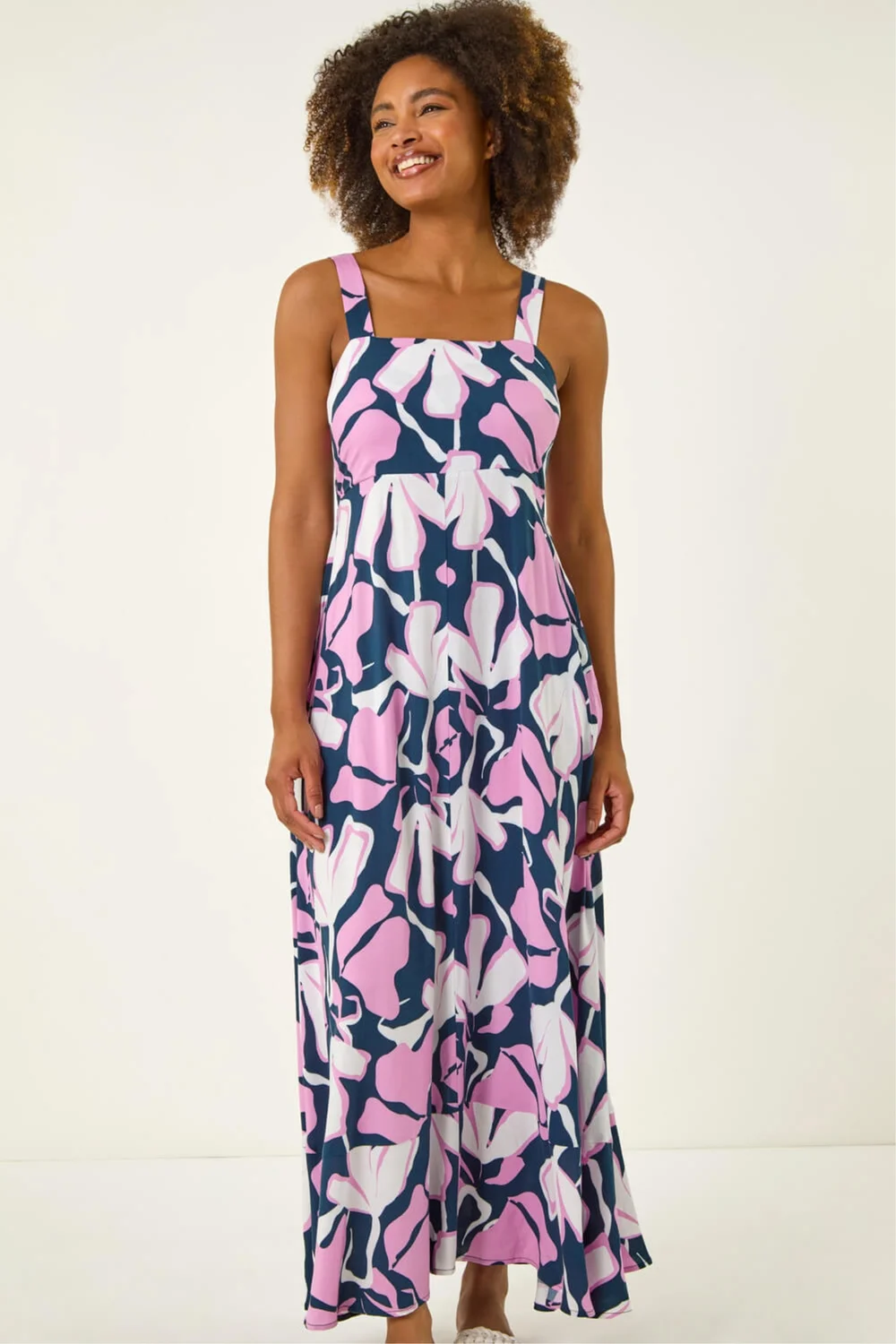 Roman Navy Floral Strappy Maxi Dress - 18 Image 4