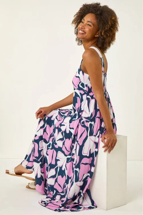 Roman Navy Floral Strappy Maxi Dress - 18 Image 1