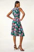 Roman Teal Floral Print Chiffon Cowl Neck Dress - 20 Image 3
