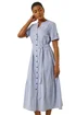 Roman Blue Stripe Tie Waist Midi Dress - 20 Image 1