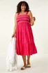 Roman Pink Curve Strappy Shirred Midi Dress - 20 Image 2