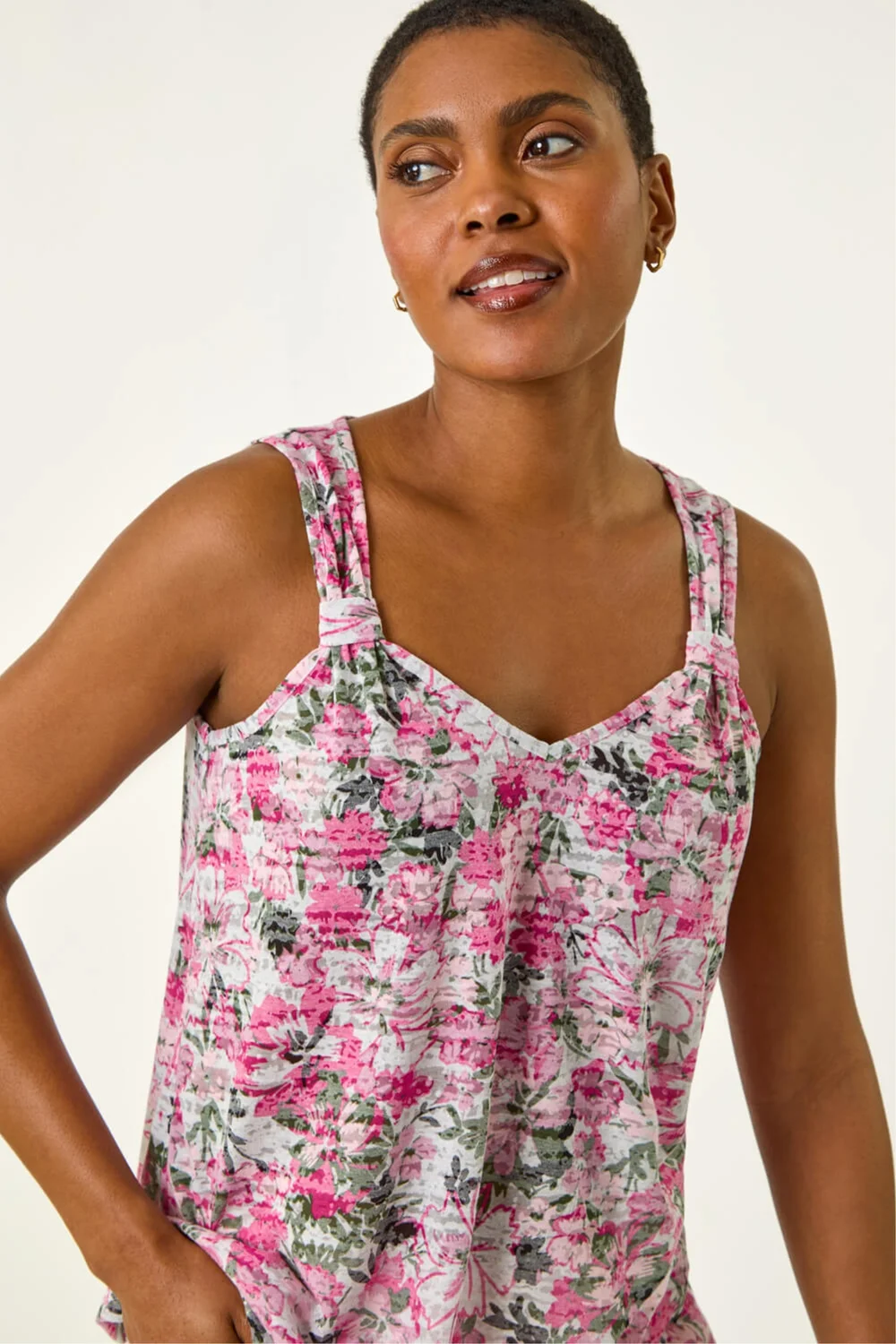 Roman Pink Burnout Floral Print Vest Top - 10 Image 4