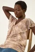 Roman Stone Snake Print Frill Neck Top - 12 Image 2
