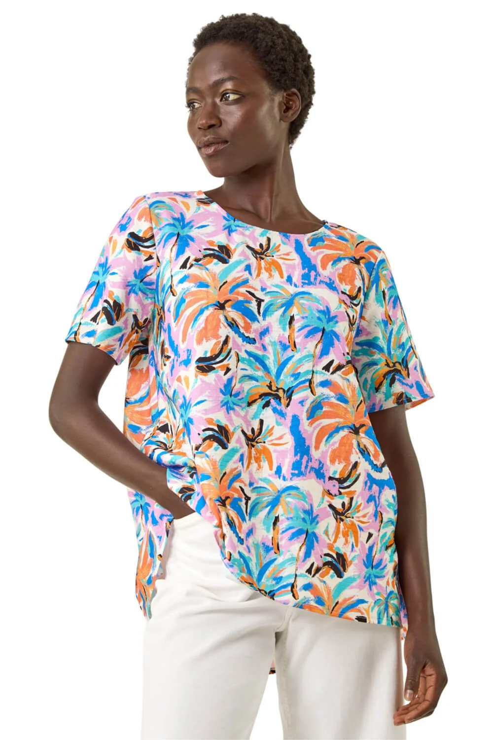 Roman Blue Abstract Print Tunic Top - 12 Image 1