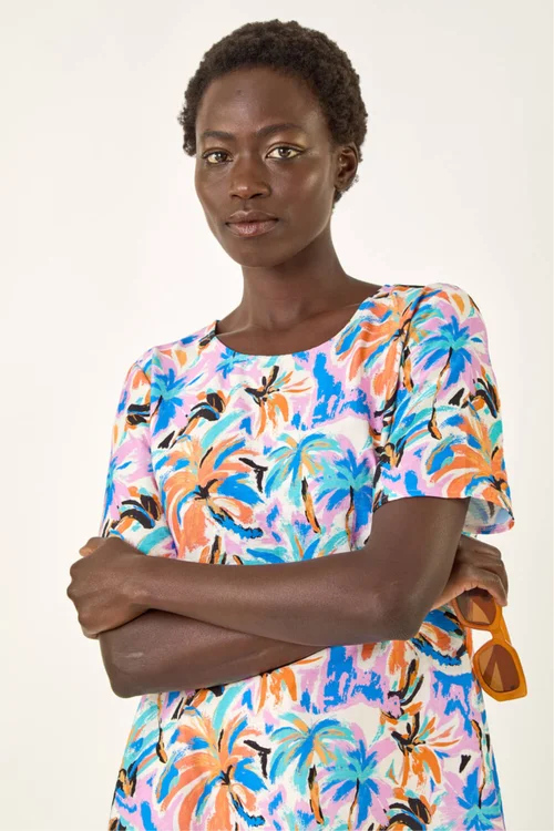 Roman Blue Abstract Print Tunic Top - 12 Image 2