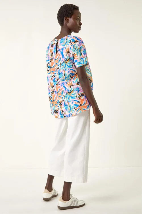 Roman Blue Abstract Print Tunic Top - 12 Image 4