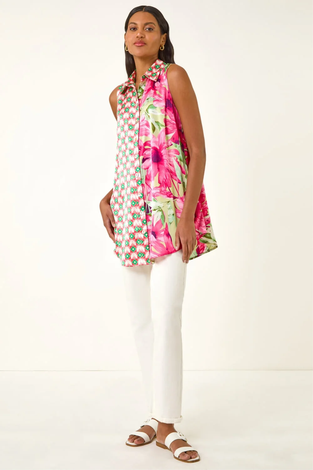 Roman Pink Mix & Match Print Longline Shirt - 12 Image 3