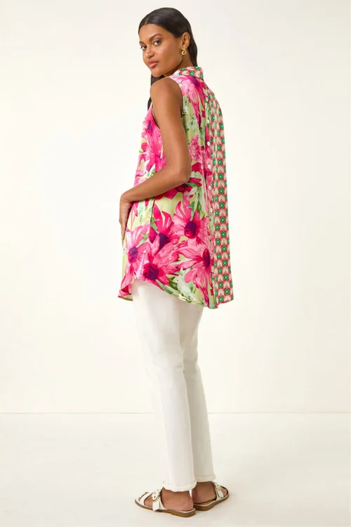 Roman Pink Mix & Match Print Longline Shirt - 12 Image 4