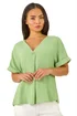 Roman Green Petite One Buttoned V-Neck Top - Size 14 Image 1