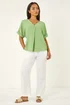 Roman Green Petite One Buttoned V-Neck Top - Size 14 Image 3