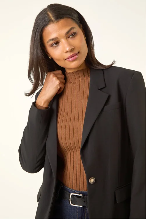 Roman Black Single Breasted Smart Blazer - 22 Image 4