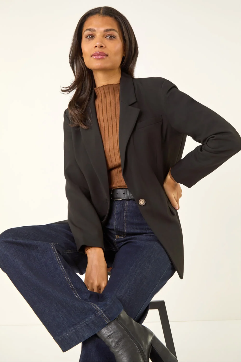Roman Black Single Breasted Smart Blazer - 22 Image 1