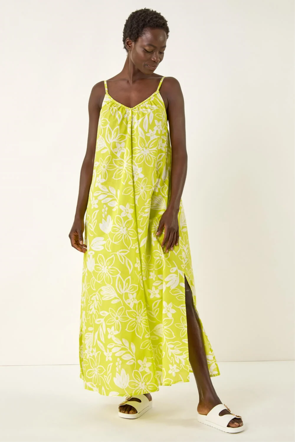 Roman Lime Floral Strappy Maxi Dress - 12 Image 3