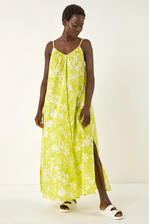 Roman Lime Floral Strappy Maxi Dress - 12 Image 3