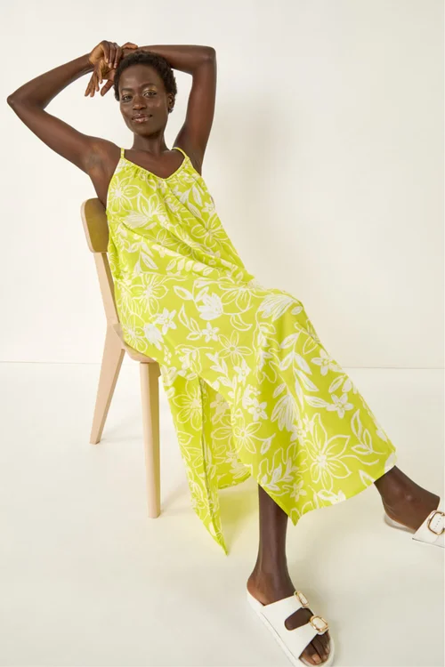 Roman Lime Floral Strappy Maxi Dress - 12 Image 2