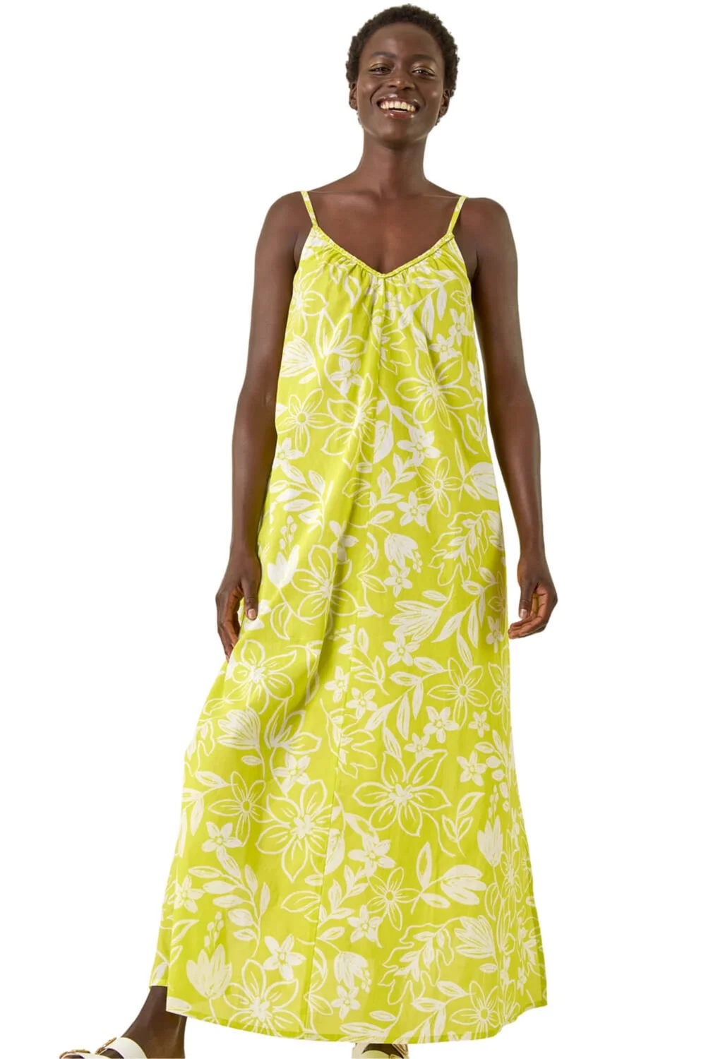 Roman Lime Floral Strappy Maxi Dress - 12 Image 1