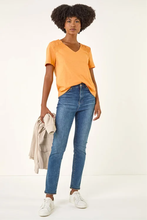 Roman Orange Shirred Shoulder T-Shirt - 16 Image 2
