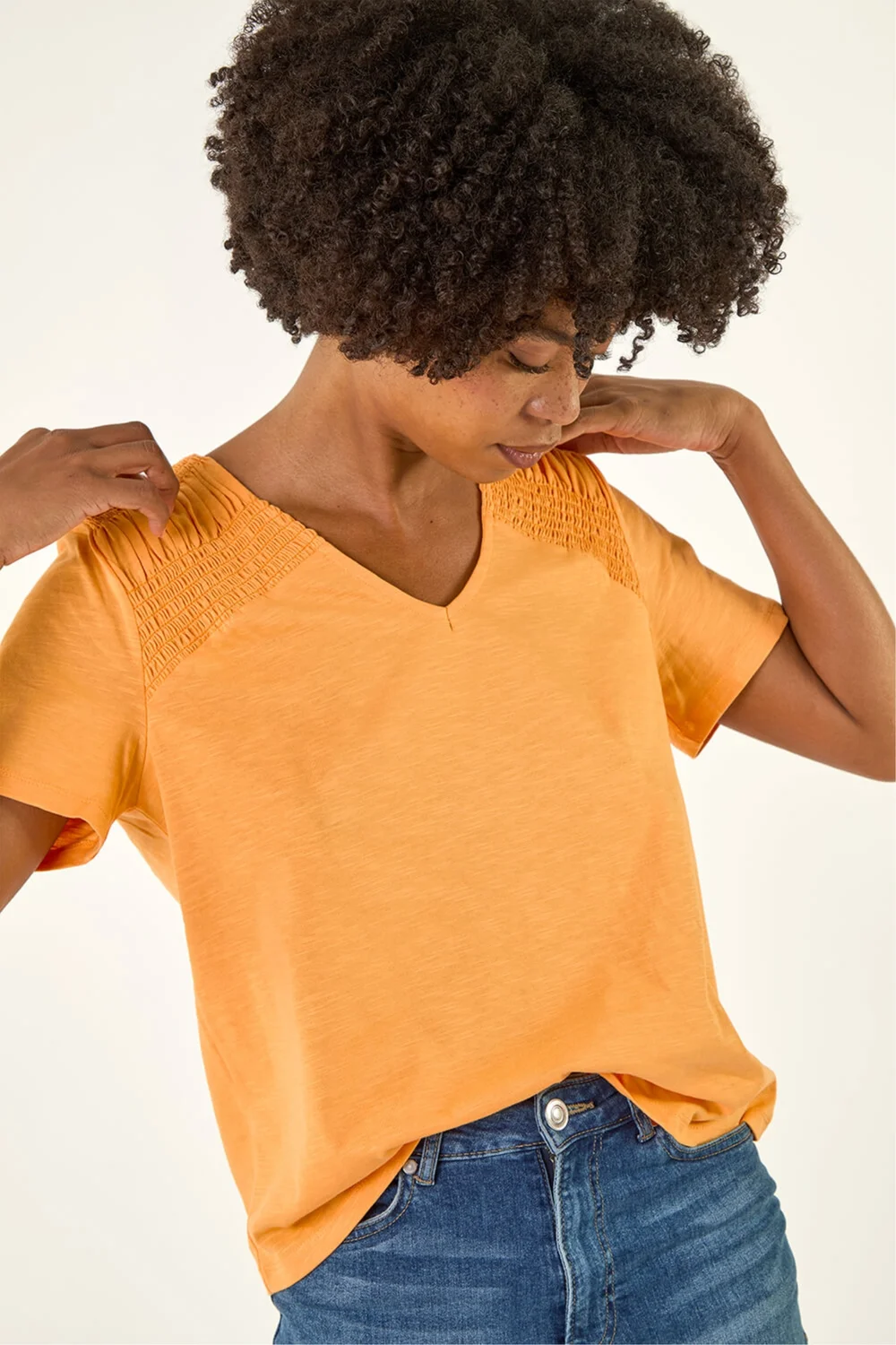 Roman Orange Shirred Shoulder T-Shirt - 16 Image 4
