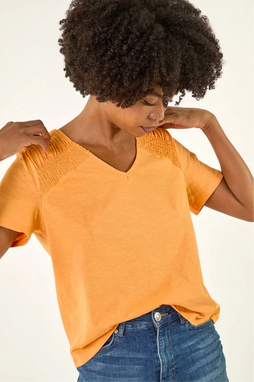 Roman Orange Shirred Shoulder T-Shirt - 16 Image 4